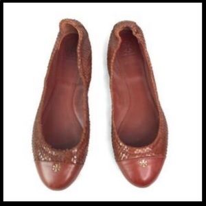 Tory Burch York Snake-Print Ballet Flat